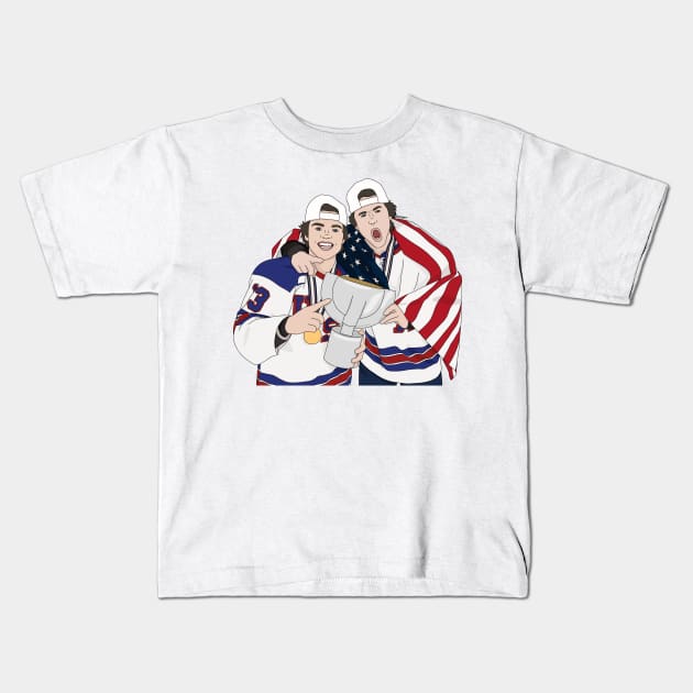 Trevor Zegras & Cole Caufield Kids T-Shirt by aimeefergiex